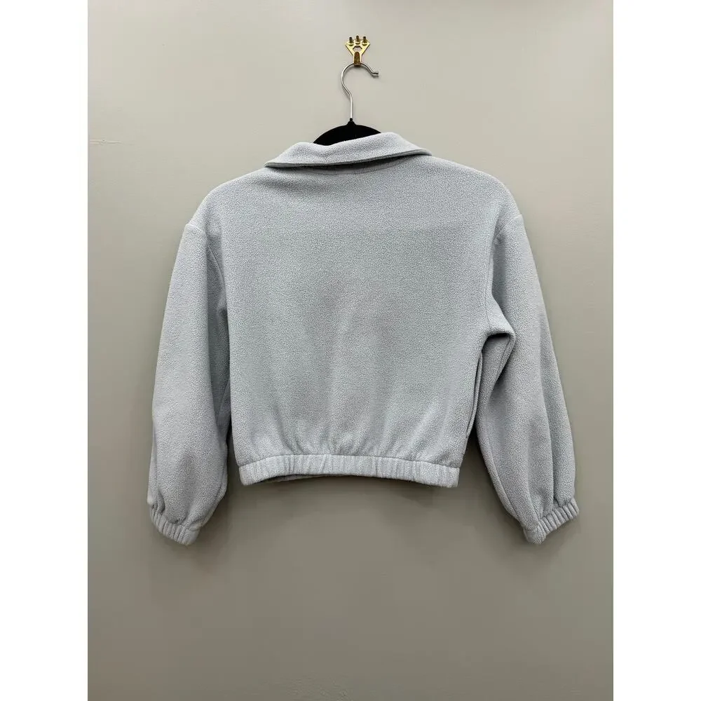 Girls Light Blue Quarter Zip Fleece Pullover Sweatshirt Size 8